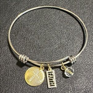 48.  HAVE FAITH Stainless Steel Cubic Zirconia Two Tone Faith Bracelet